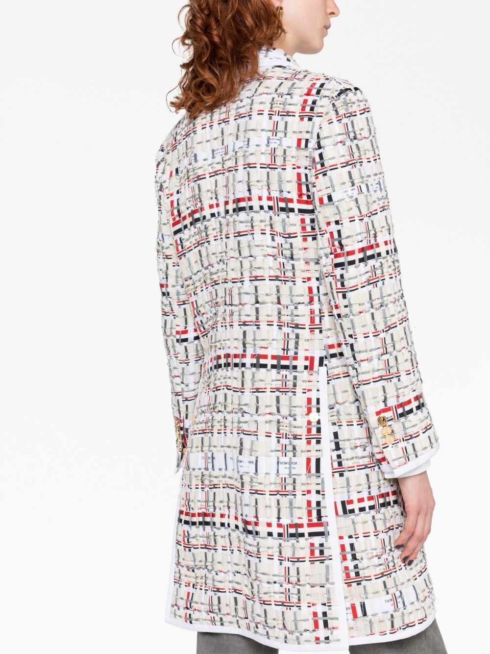 single-breasted tweed coat - 3