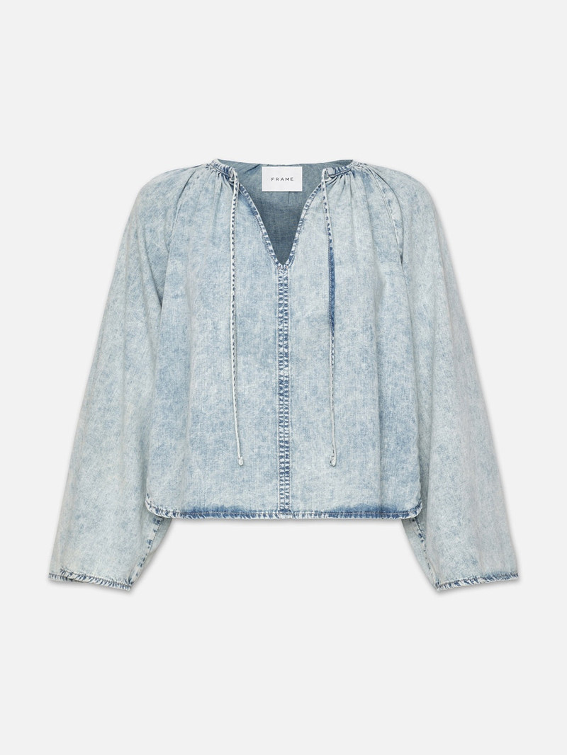 V-Neck Shirred Blouse in Aries - 1