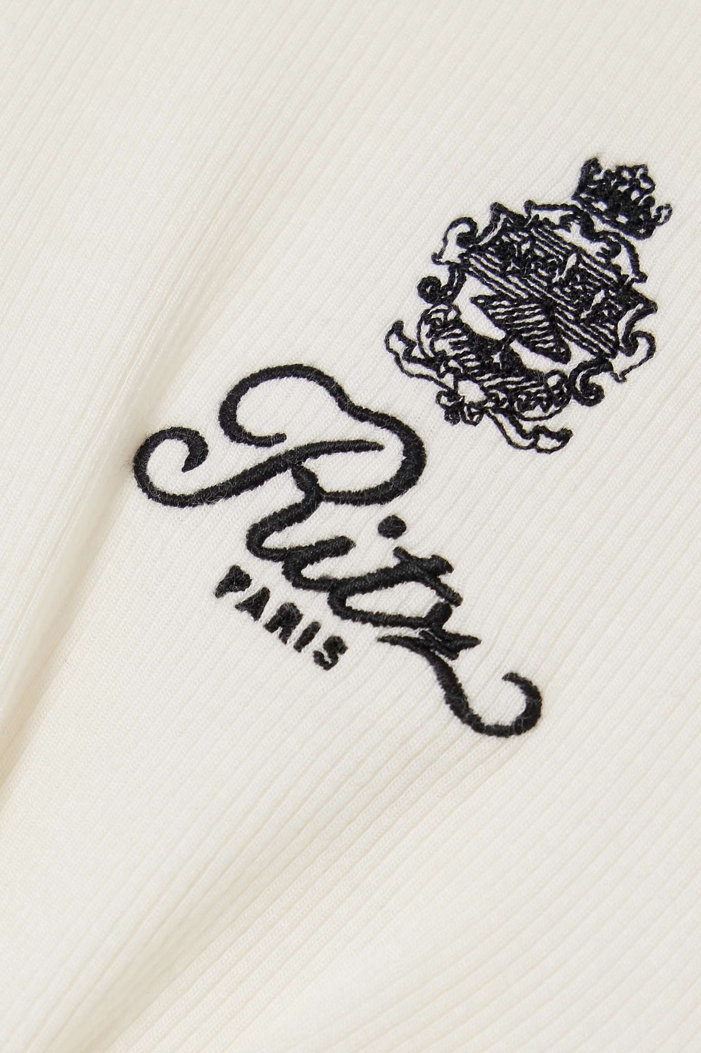 + Ritz Paris embroidered ribbed-jersey tank - 4