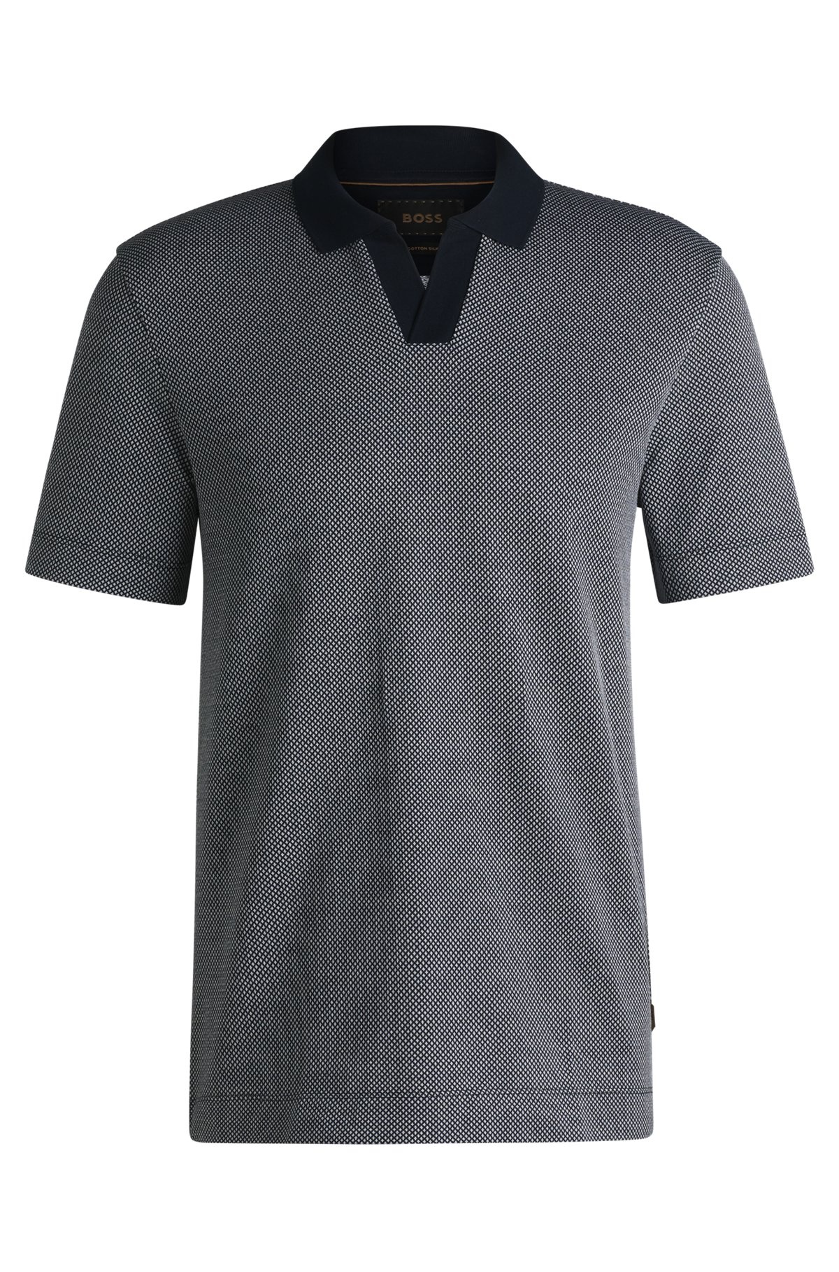DOT-PATTERN POLO SHIRT IN COTTON AND SILK - 1