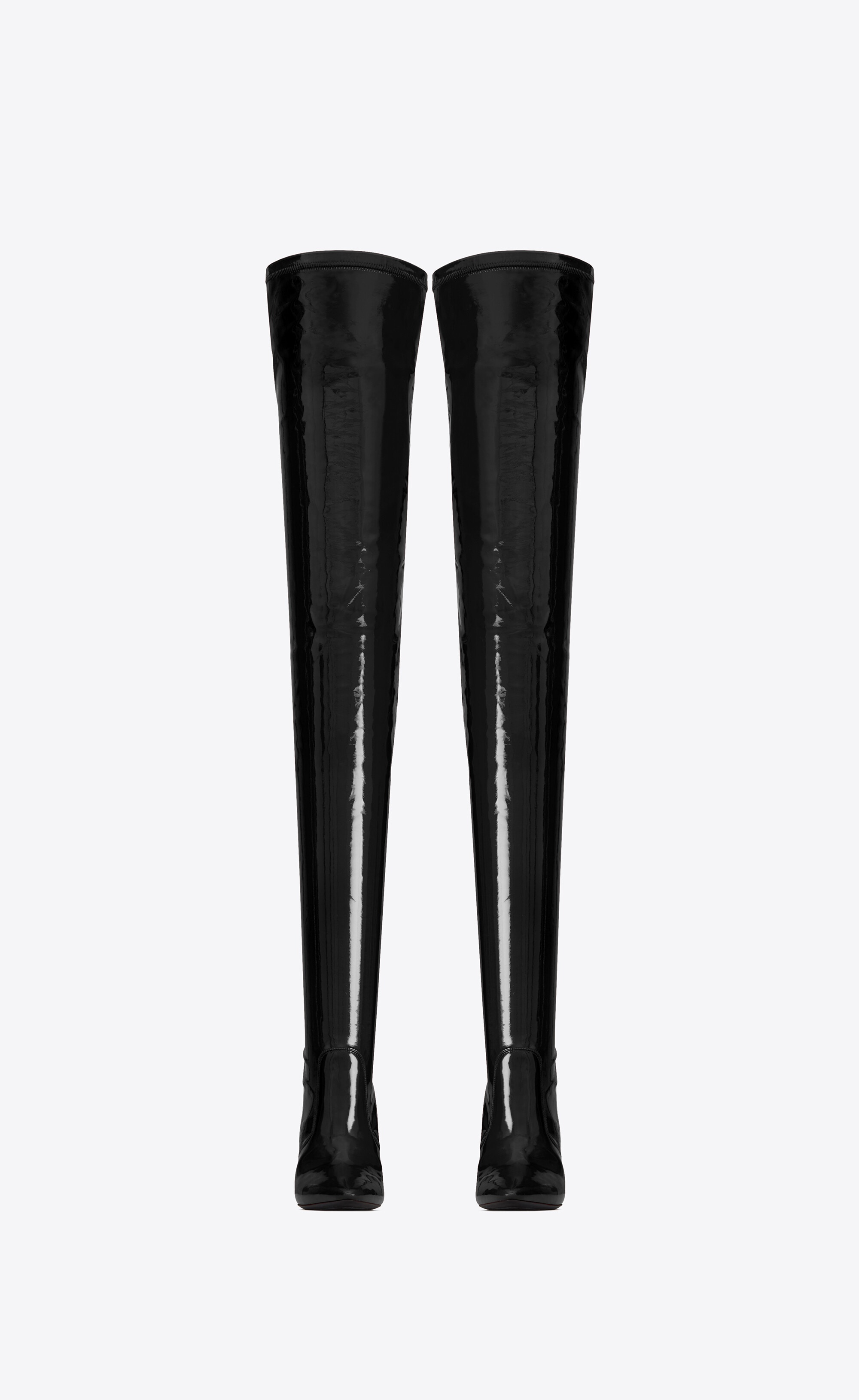 aylah over-the-knee boots in patent stretch canvas - 2