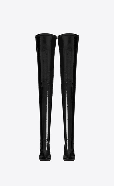 SAINT LAURENT aylah over-the-knee boots in patent stretch canvas outlook