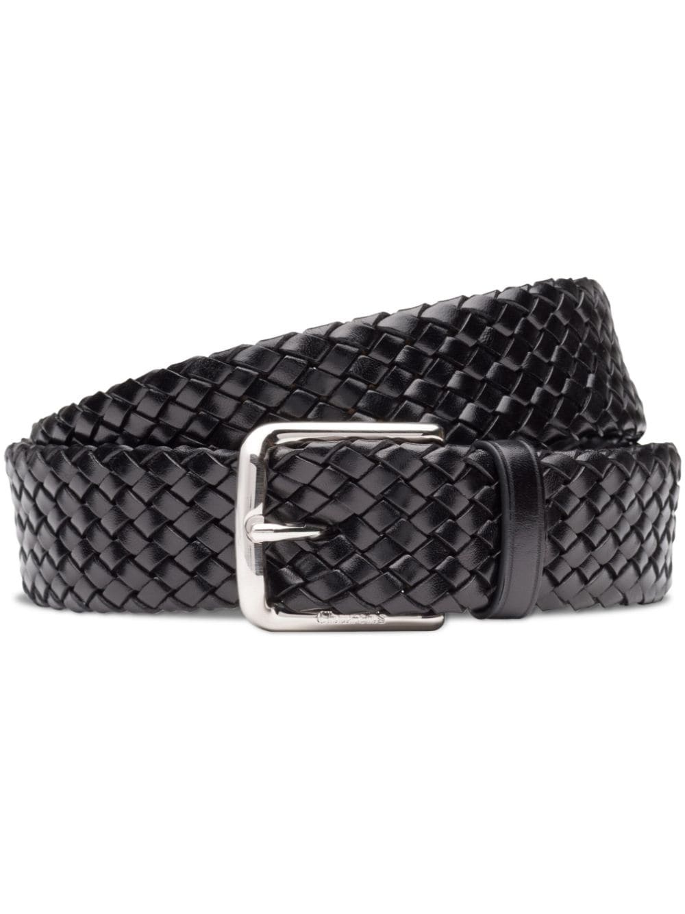 interwoven polished leather belt - 1