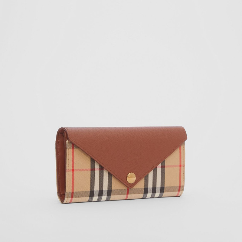 Vintage Check and Leather Continental Wallet 5