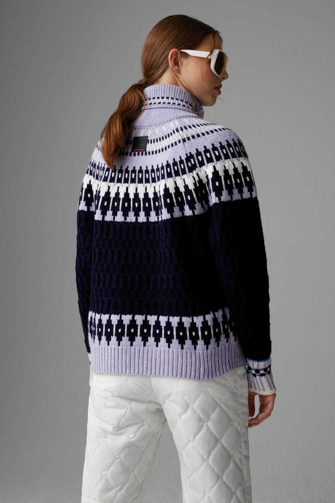 DARGY KNIT PULLOVER IN LILAC/NAVY BLUE - 3