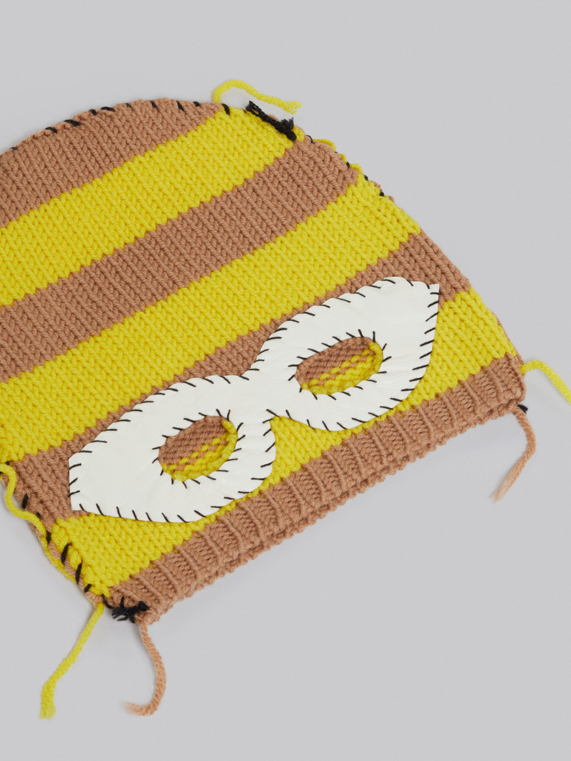 WOOL BALACLAVA WITH YELLOW AND BEIGE STRIPES 4
