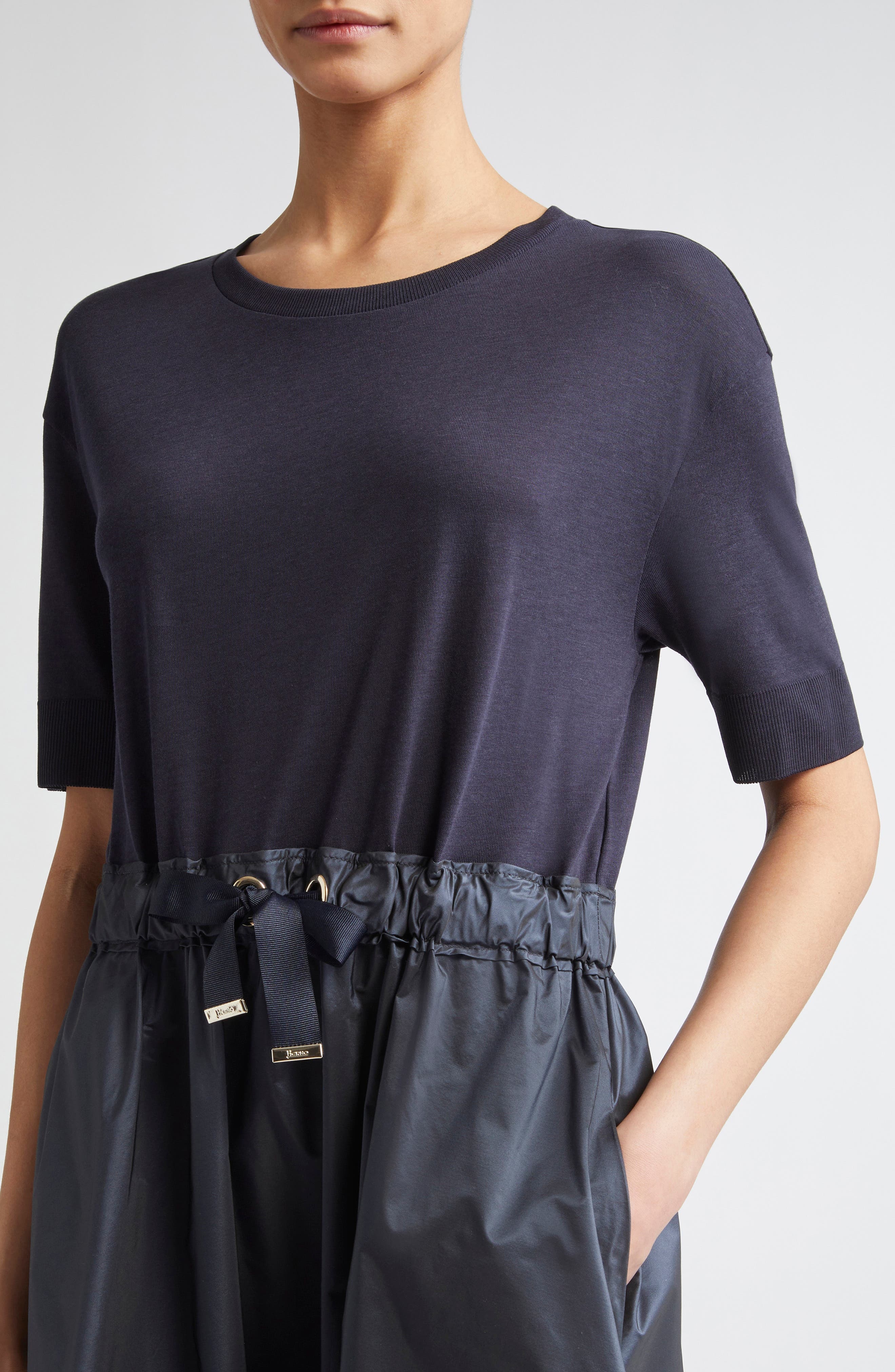 Herno Mixed Media Dress in Navy at Nordstrom - 4
