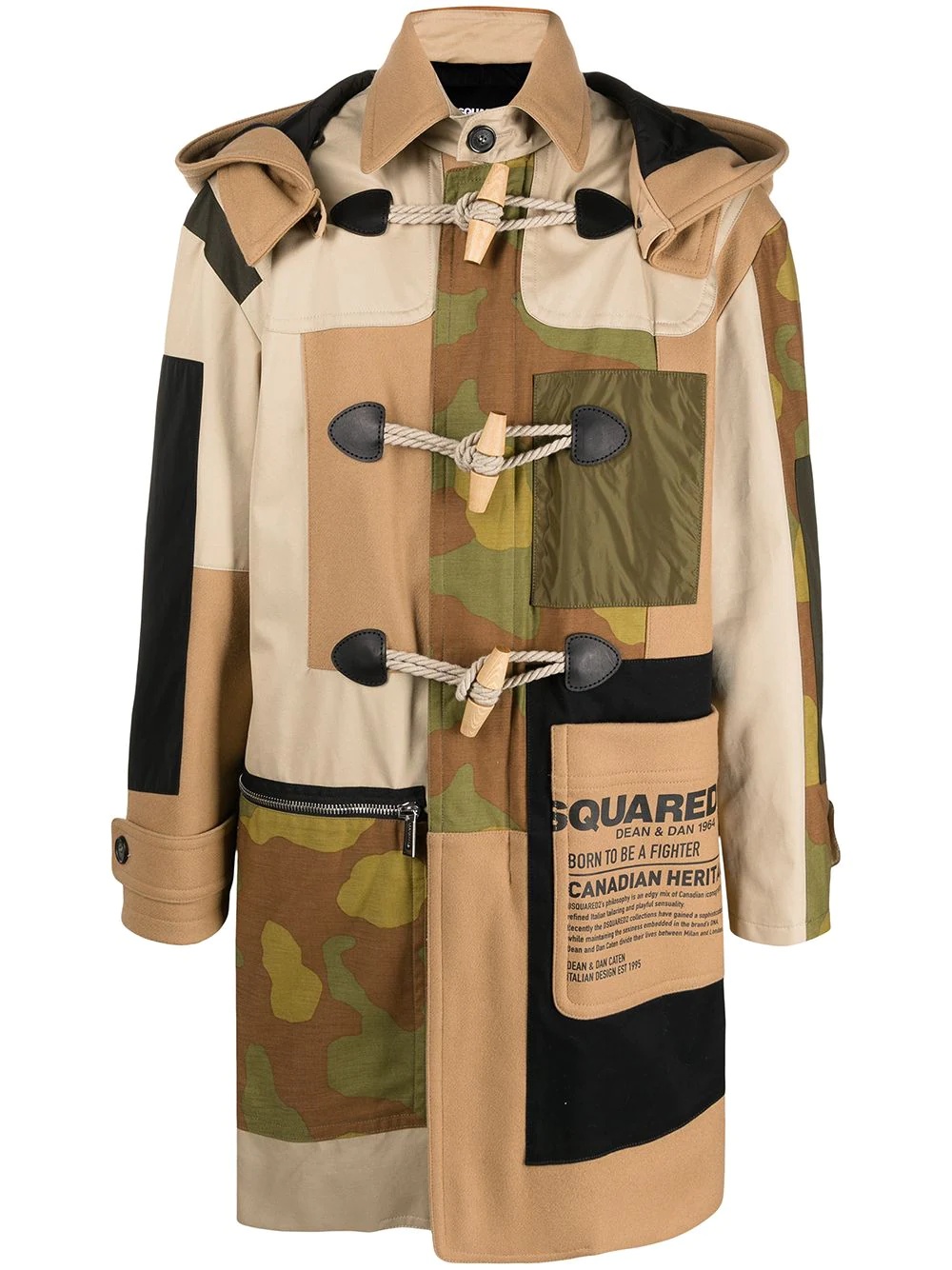 toggle-fastening camouflage-print coat - 1