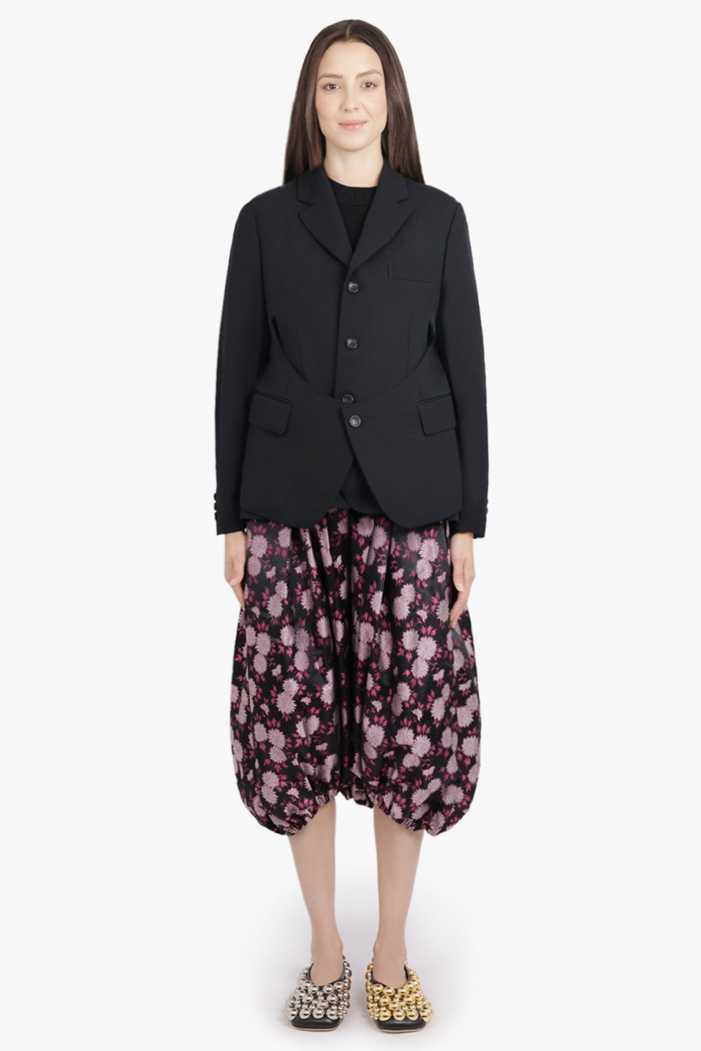 TAILORED JACKET WITH ROUNDED SLIT DETAIL | BLACK - 4