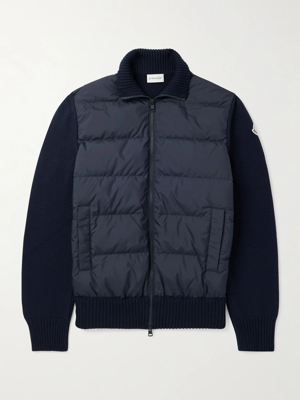 Logo-Appliquéd Quilted Nylon-Panelled Virgin Wool Down Cardigan - 1