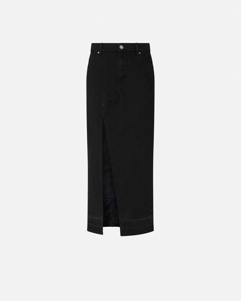 LONG SKIRT IN BLACK DENIM WITH SLIT 1