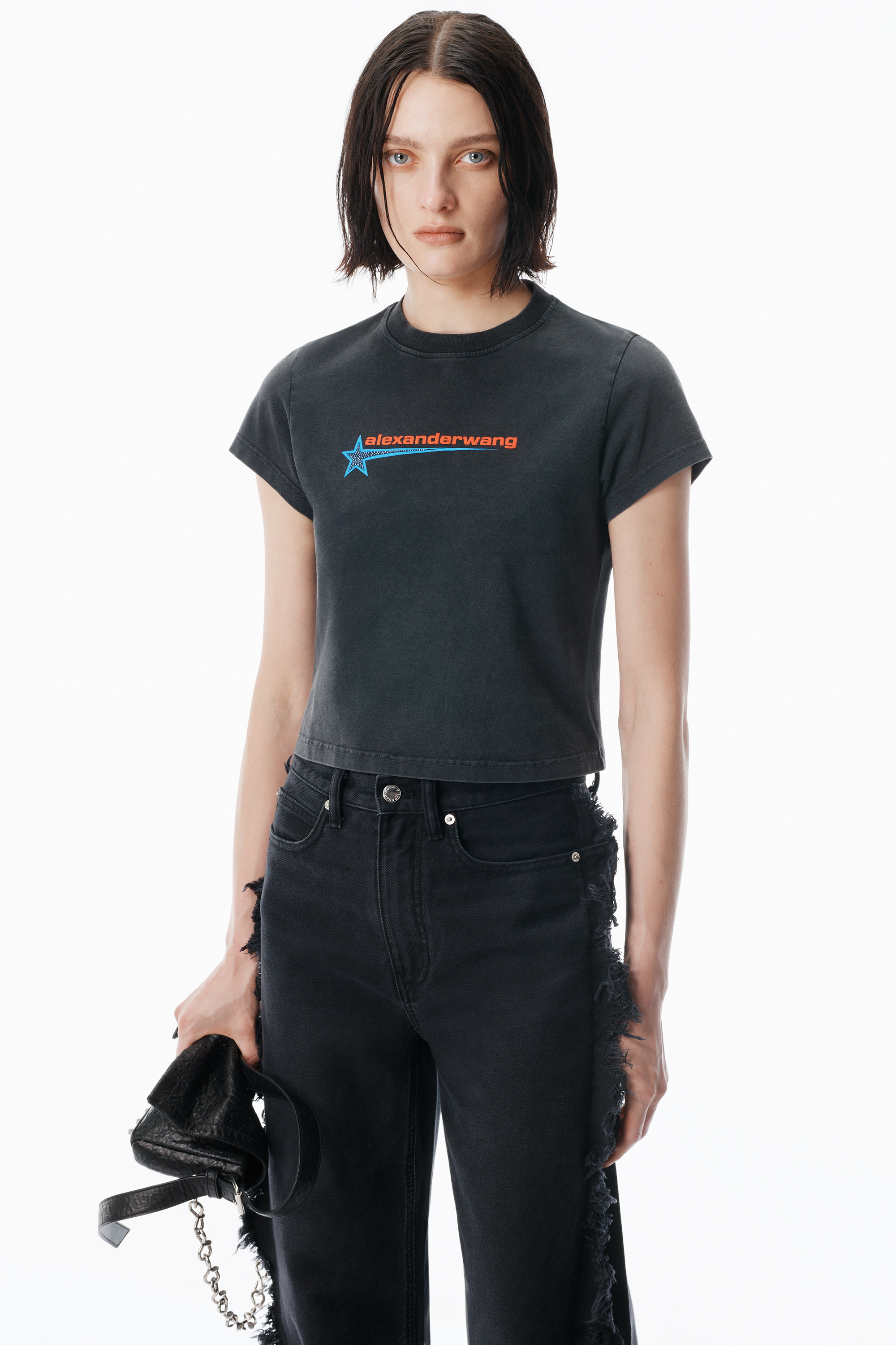 Black Crystal Hotfix Star Jersey Tee - 3