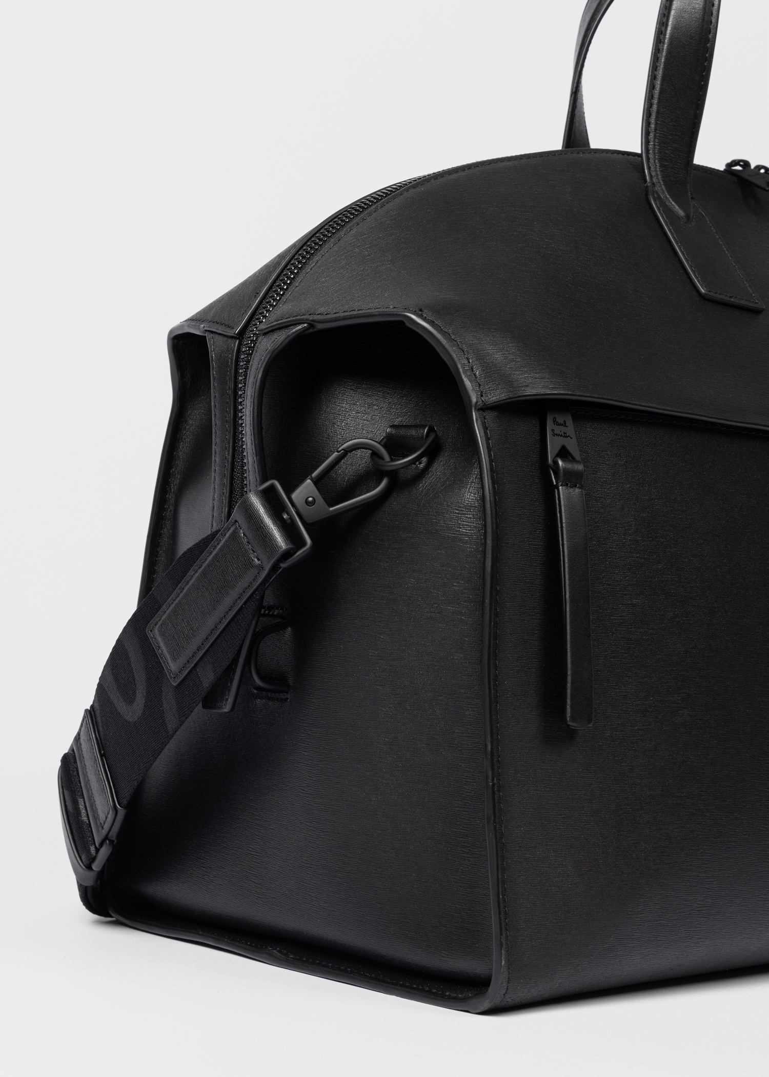 Black Grained Leather Holdall Bag - 8