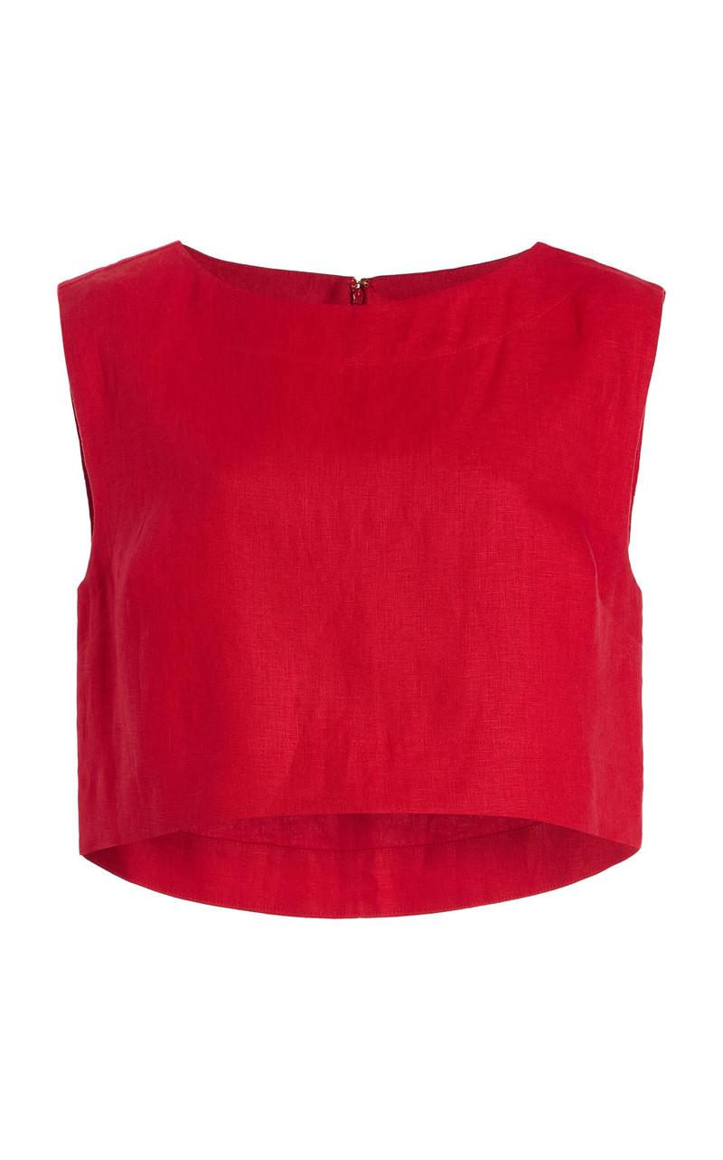 Martina Cropped Linen Top red - 1