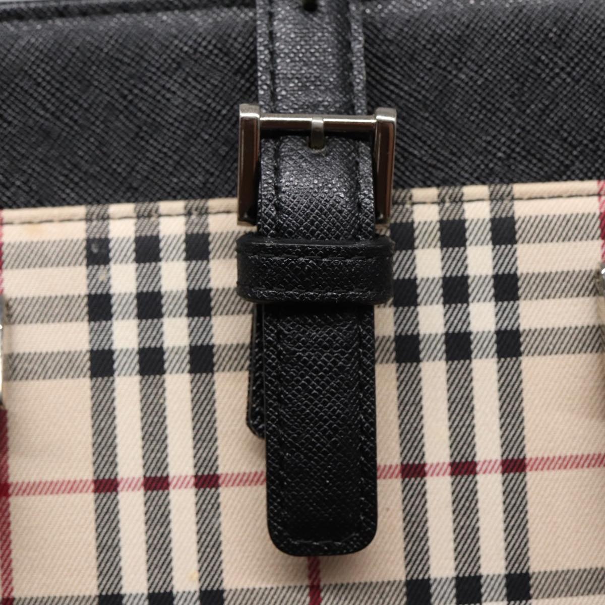 Burberry Nova Check Hand Bag Canvas Beige Black - 10