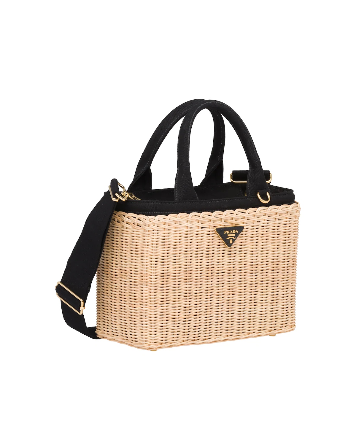 Wicker and canvas tote - 3