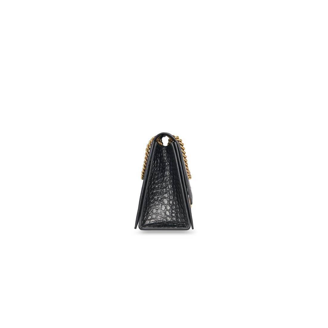 Women's Crush Medium Chain Bag Crocodile Embossed in Black - 3