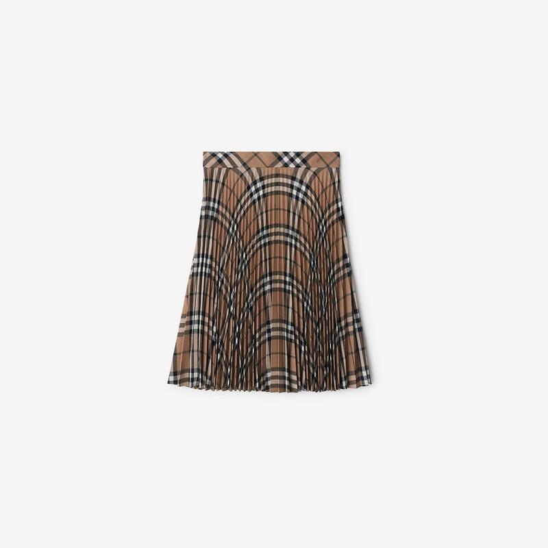 Pleated Check Wool Blend Skirt 1