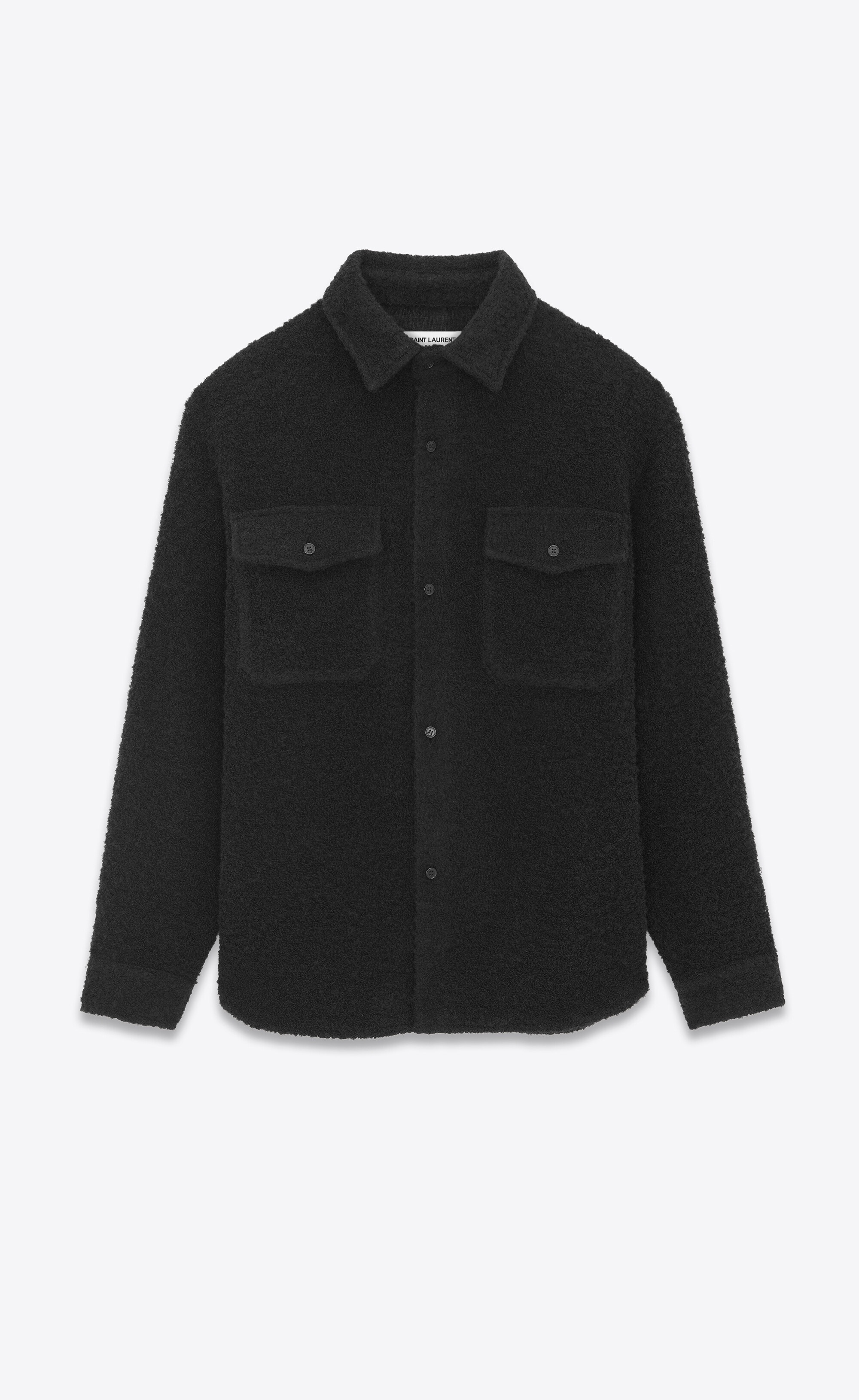 overshirt in raw black denim wool - 1
