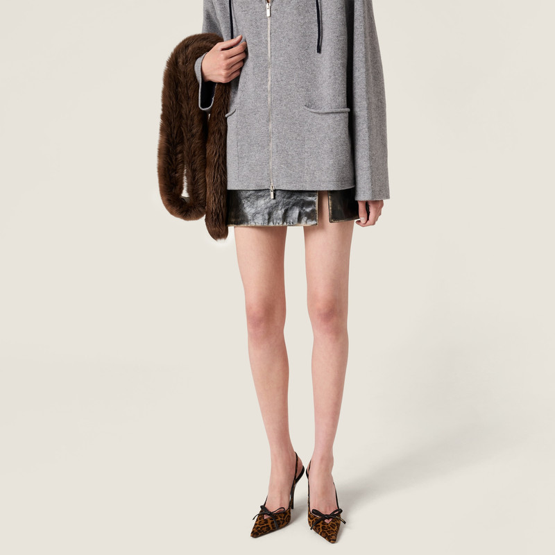 Miu Miu Printed leather slingback pumps with bow outlook