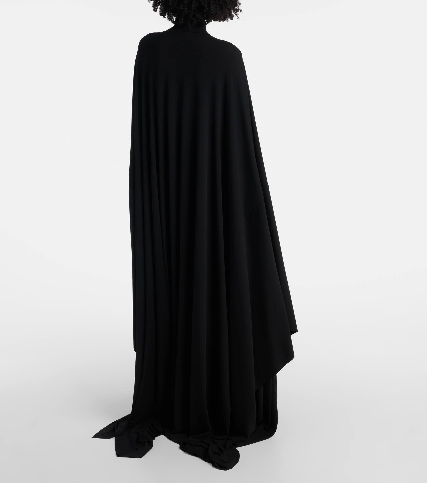 Caped turtleneck jersey gown - 3