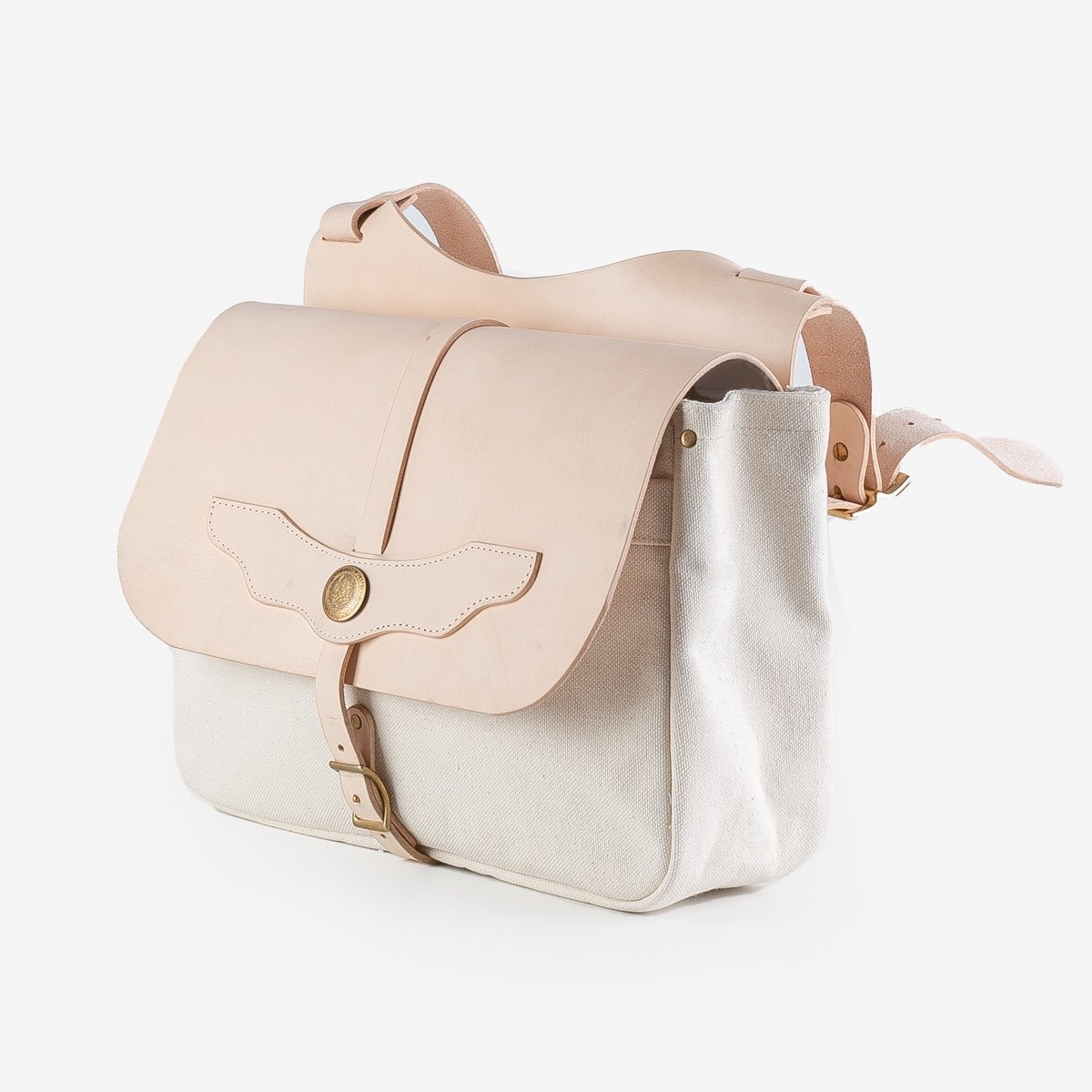 OGL-9981-SADDLE-WHT Obbi Good Label Heavy Canvas Saddle Bag with Leather Flap - 5