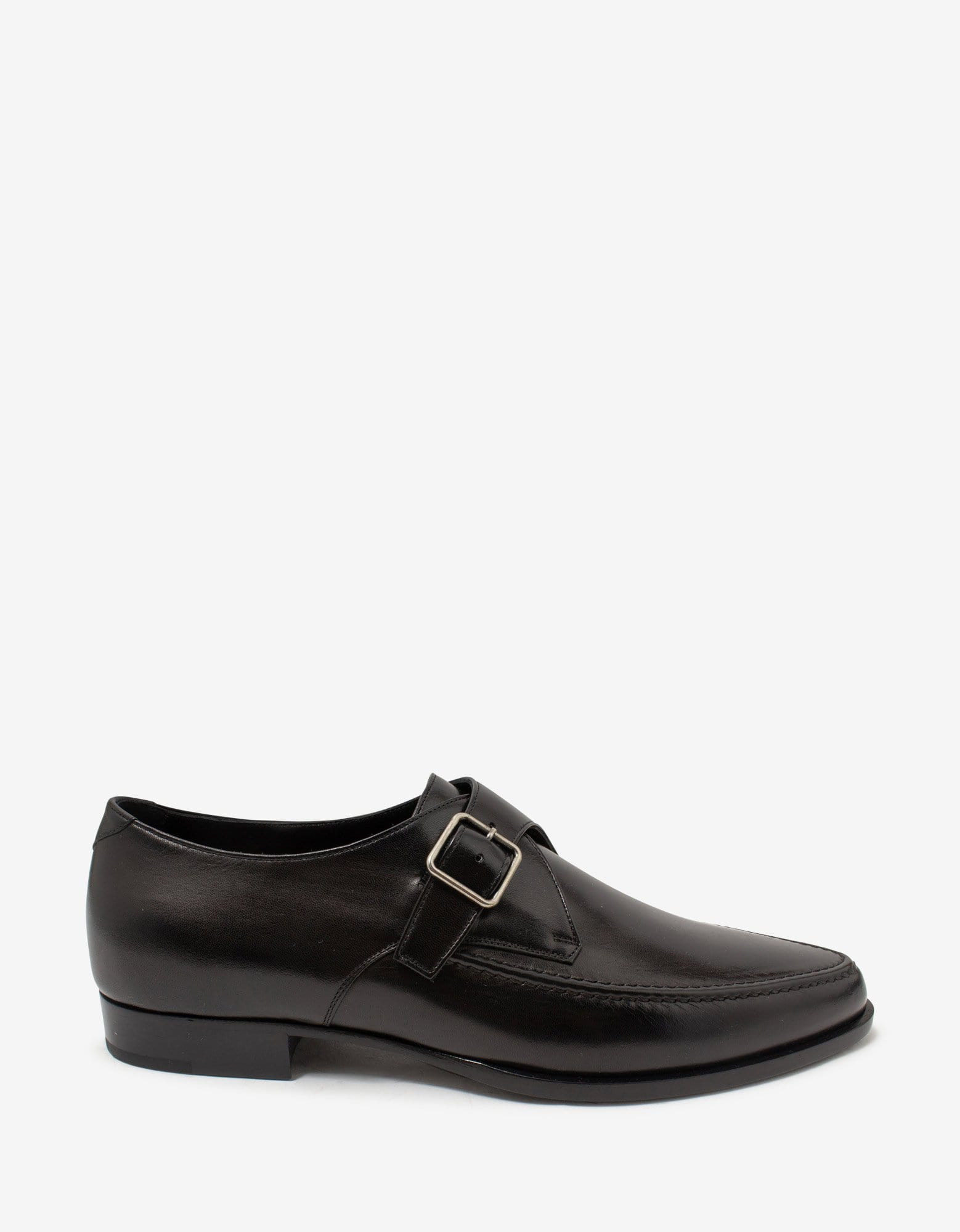 Saint Laurent Marceau Black Leather Monk Strap Shoes - 2