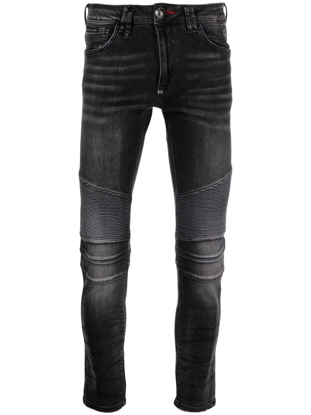 slim-fit biker-style jeans - 1