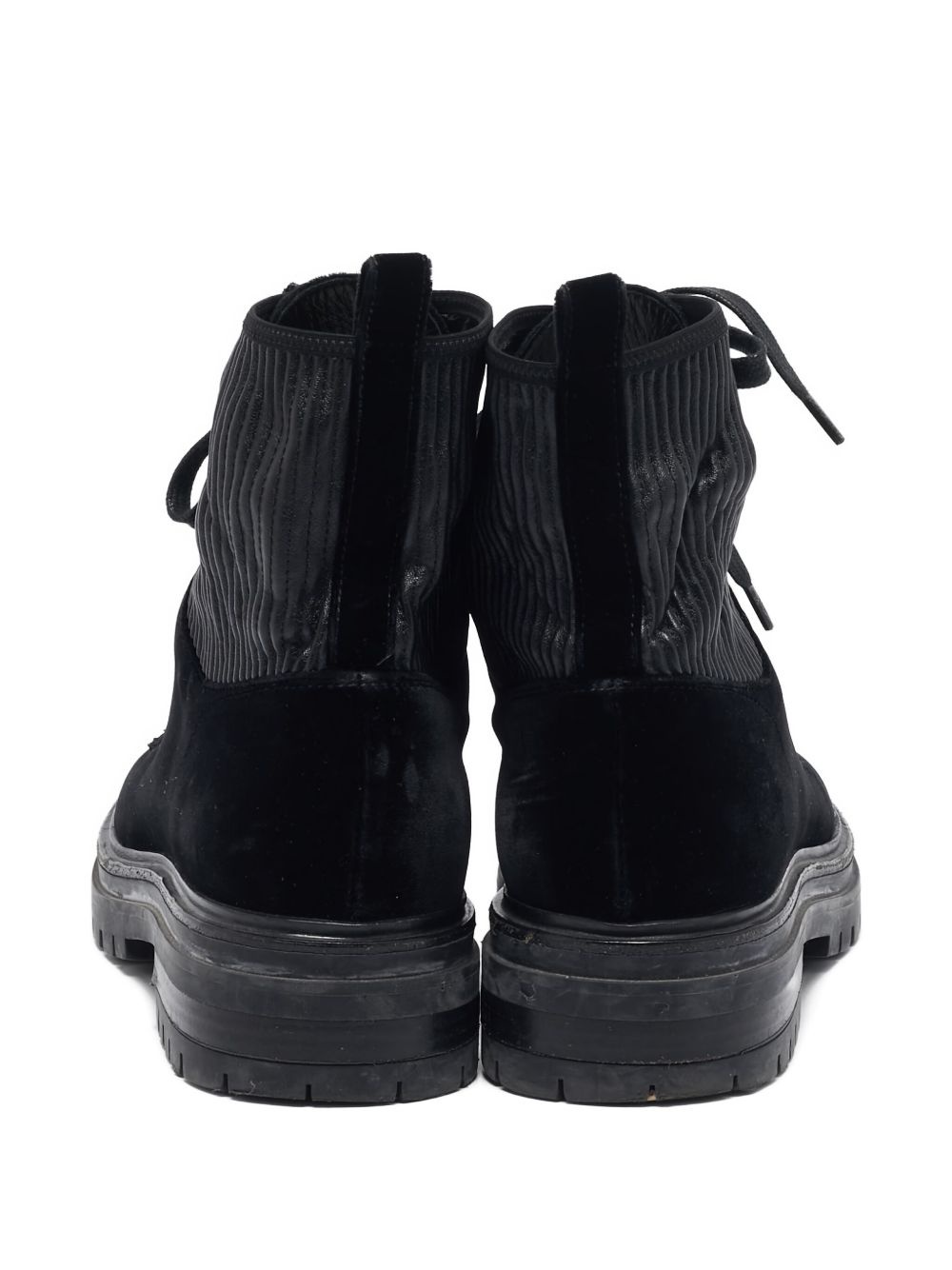 velvet lace-up boots - 3