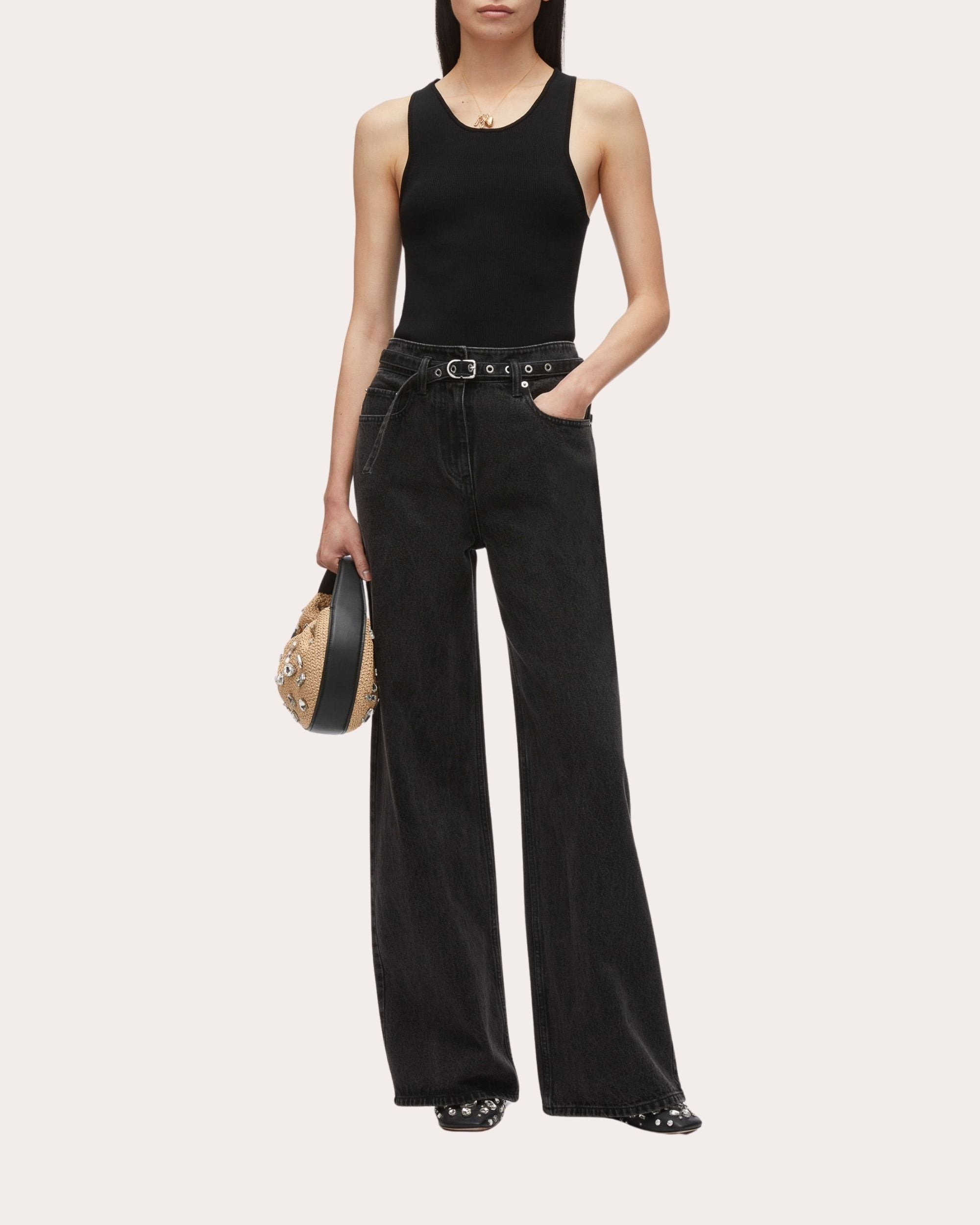 Belted Wide-Leg Jeans - 4