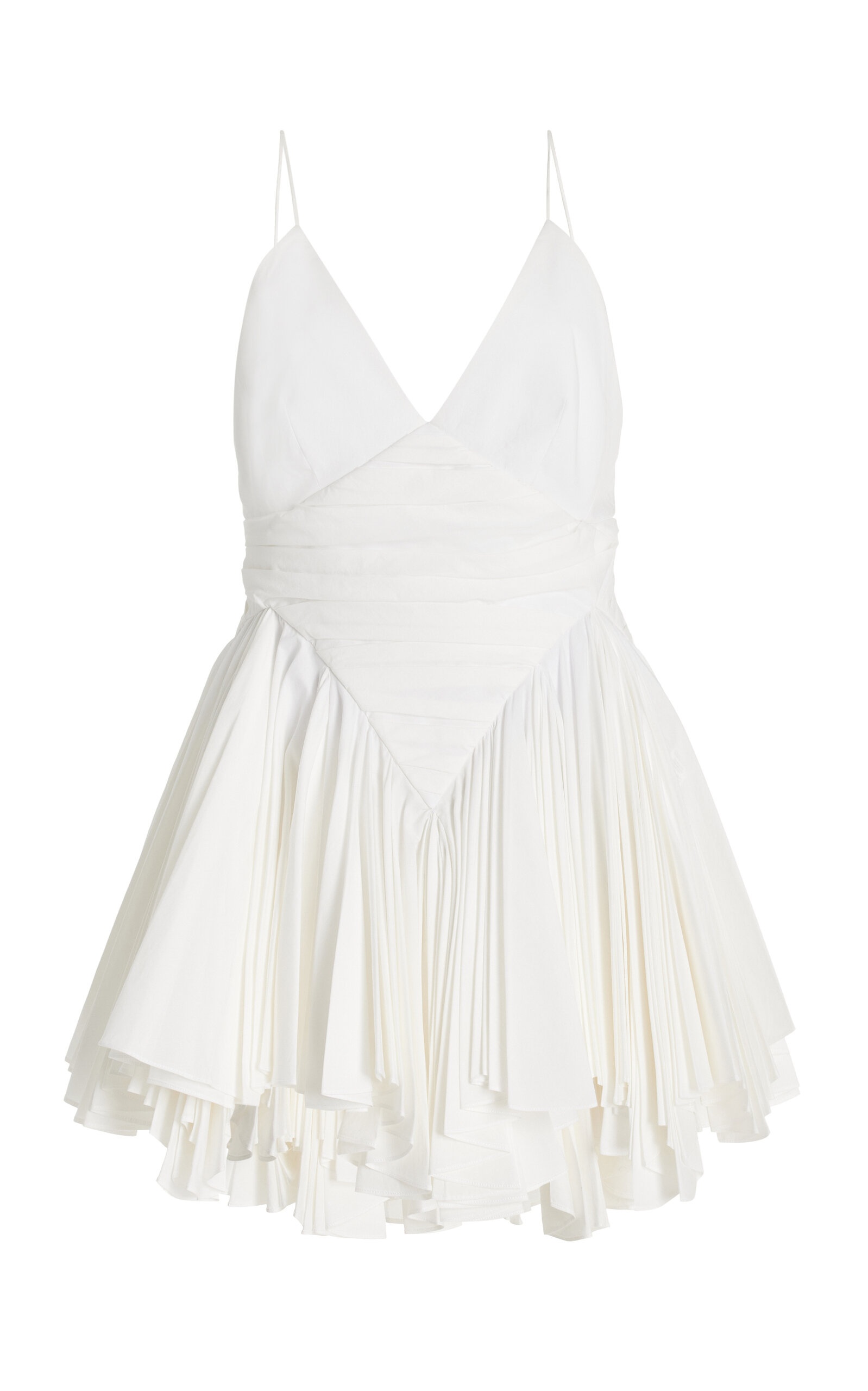 Margot Pleated Cotton Mini Dress white - 1