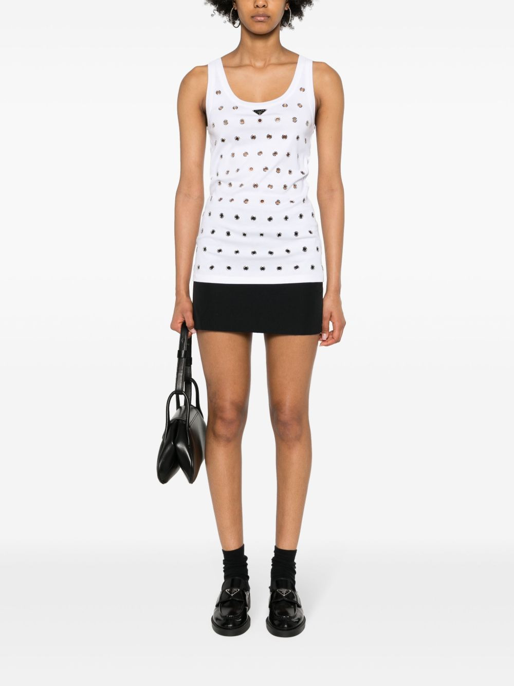 triangle-logo eyelets tank top - 2