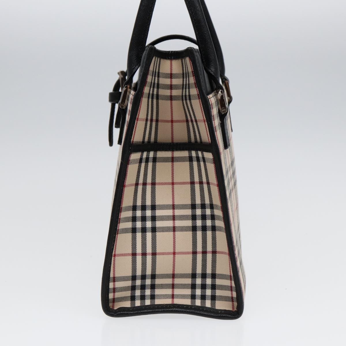 Burberry Nova Check Hand Bag Canvas Beige Black - 4