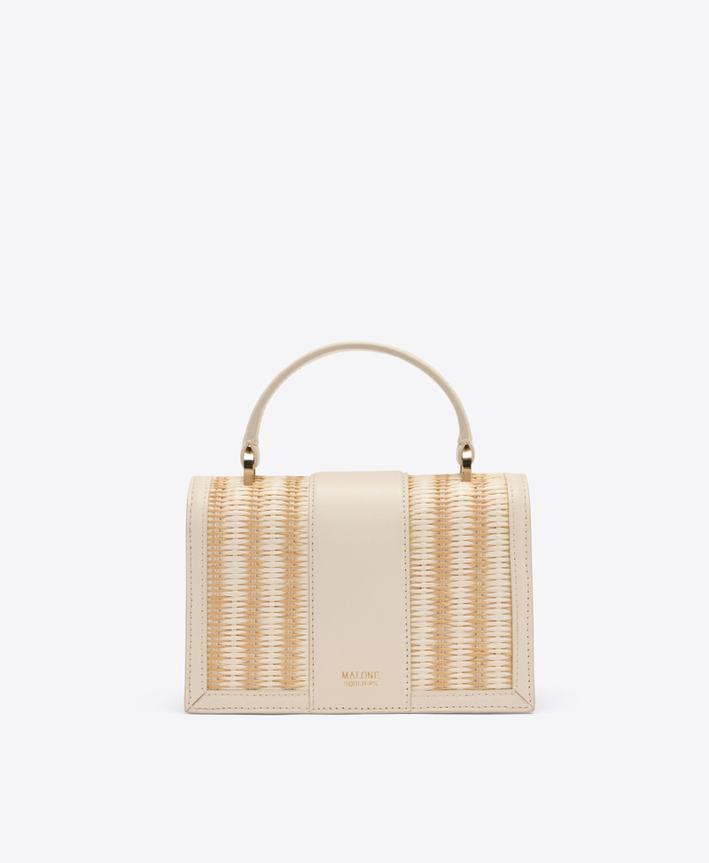 Audrey Cream Striped Raffia Mini Handbag 4