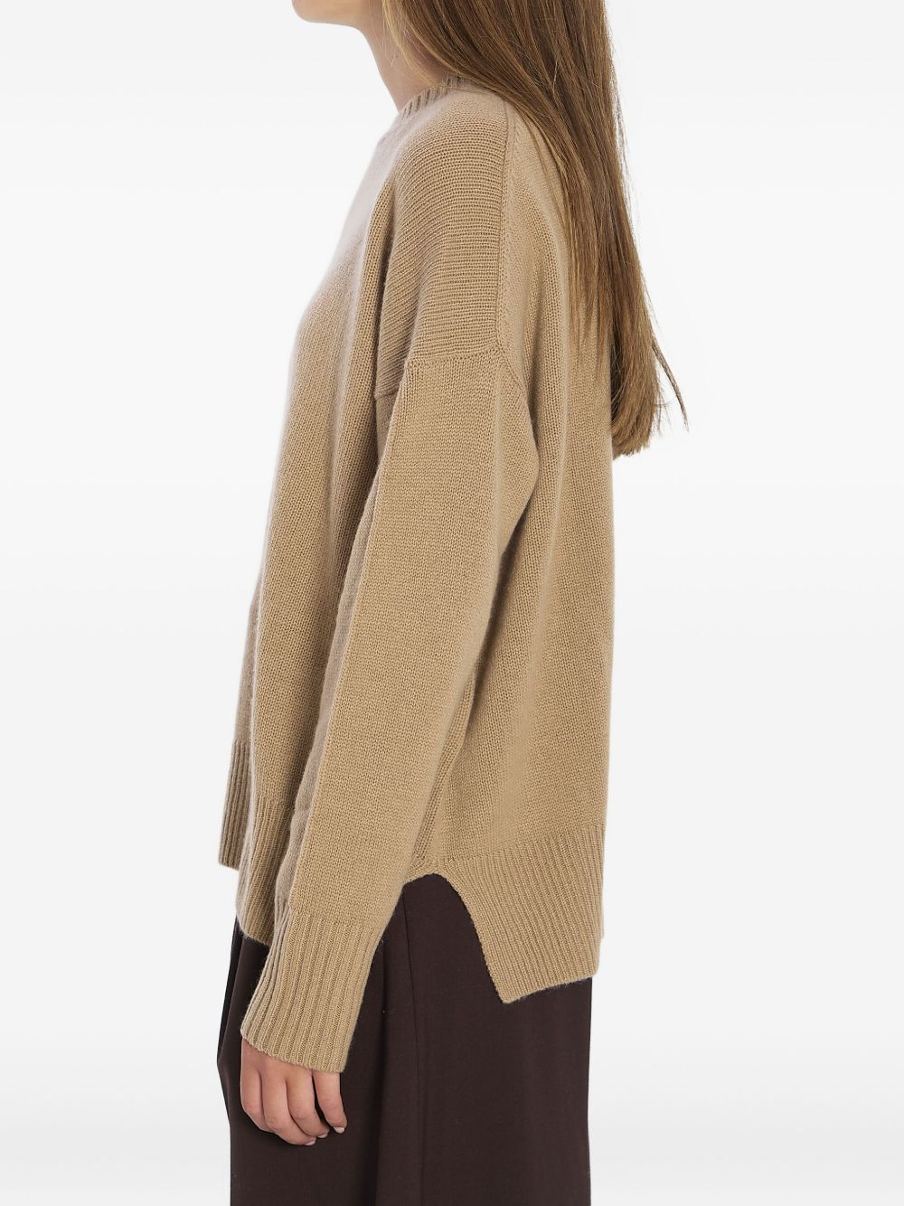 ribbed side-slits cashmere sweater - 3