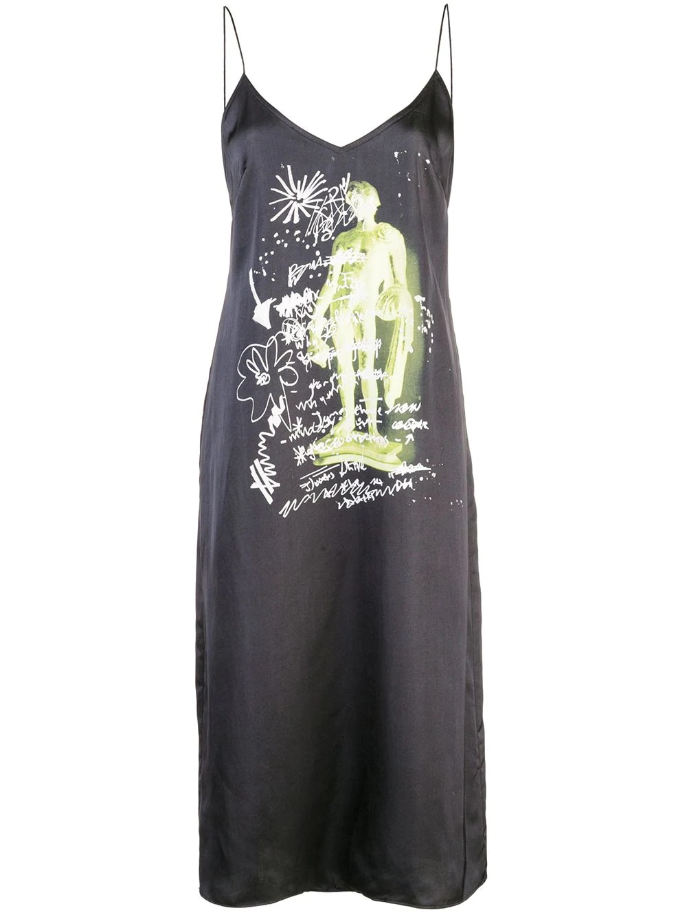 sketch print slip dress - 1