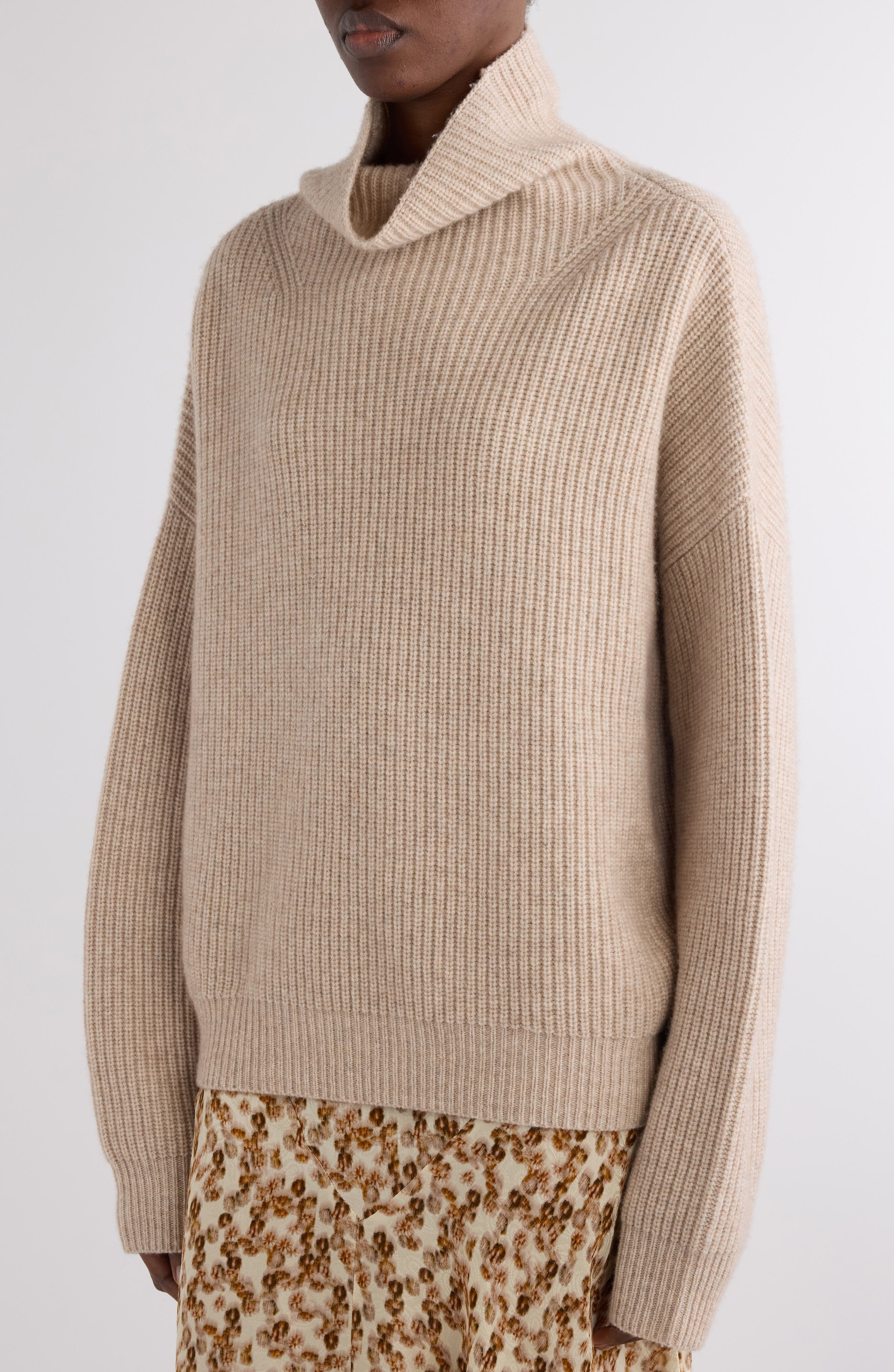 Isabel Marant Brooke Merino Wool & Cashmere Funnel Neck Sweater in Beige at Nordstrom - 5