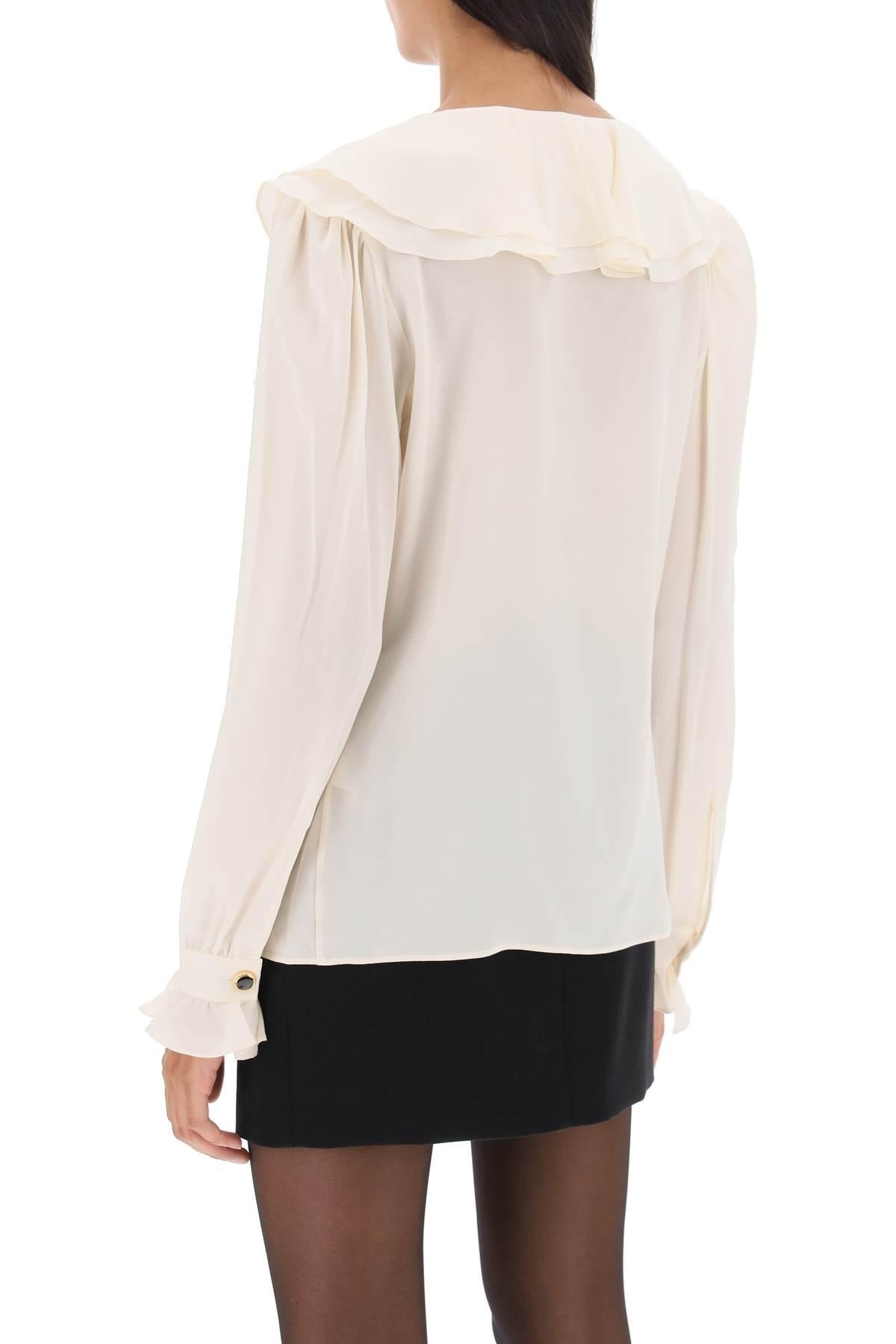 CREPE DE CHINE BLOUSE WITH FRILLS - 4