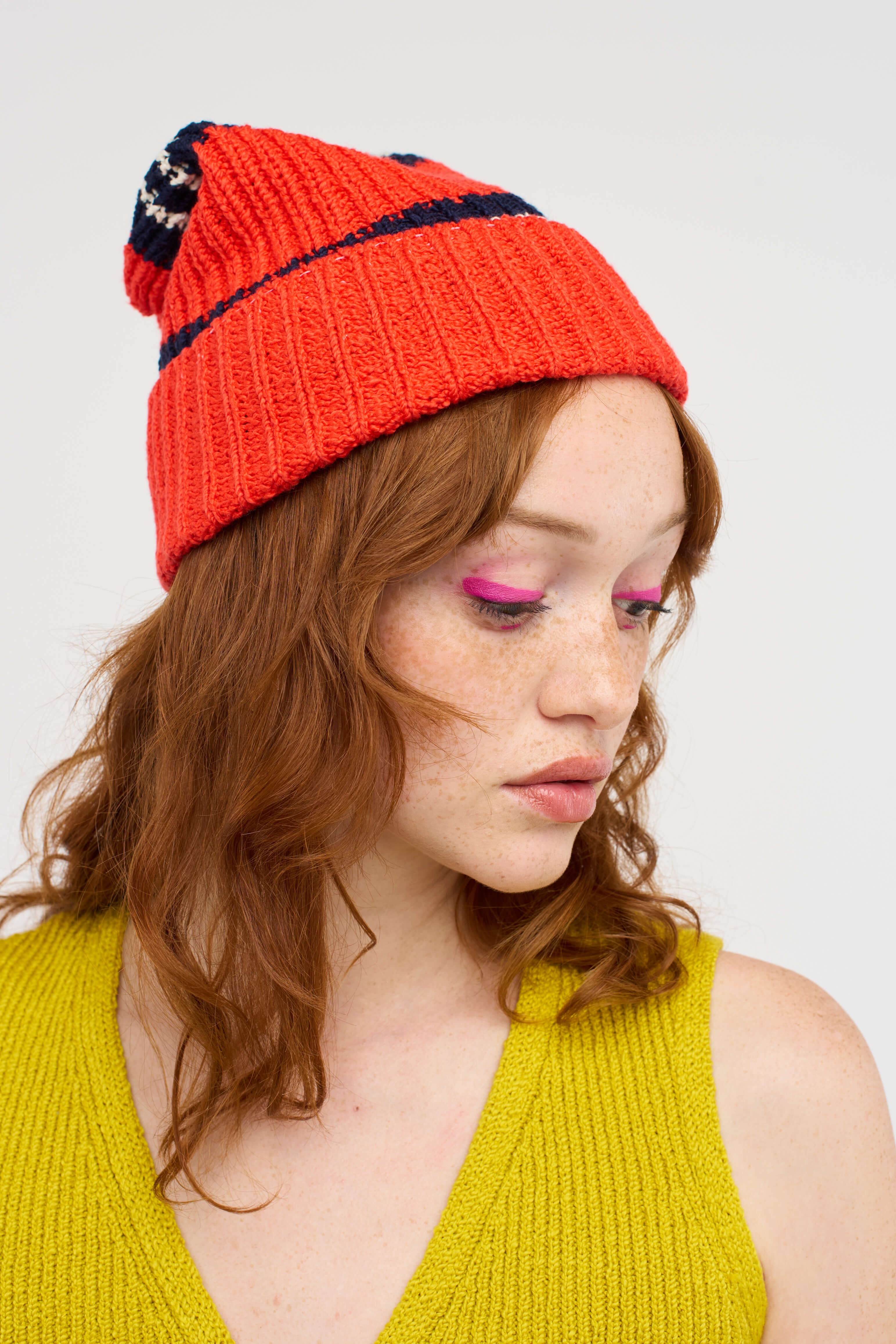 NORA ROLLIE STRIPE BEANIE - 3