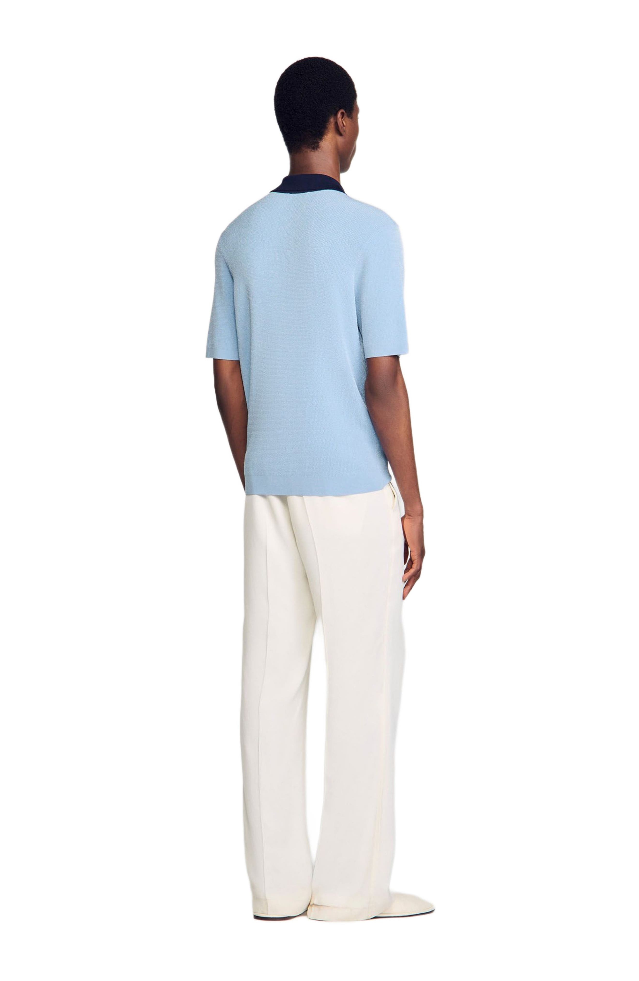 SANDRO Two-tone polo shirt in Chambray at Nordstrom - 2