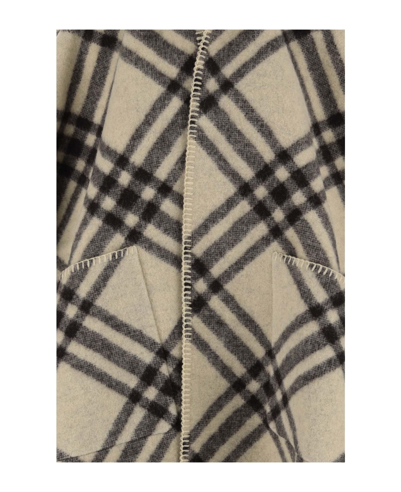 Wool Cape With Check Pattern - 3