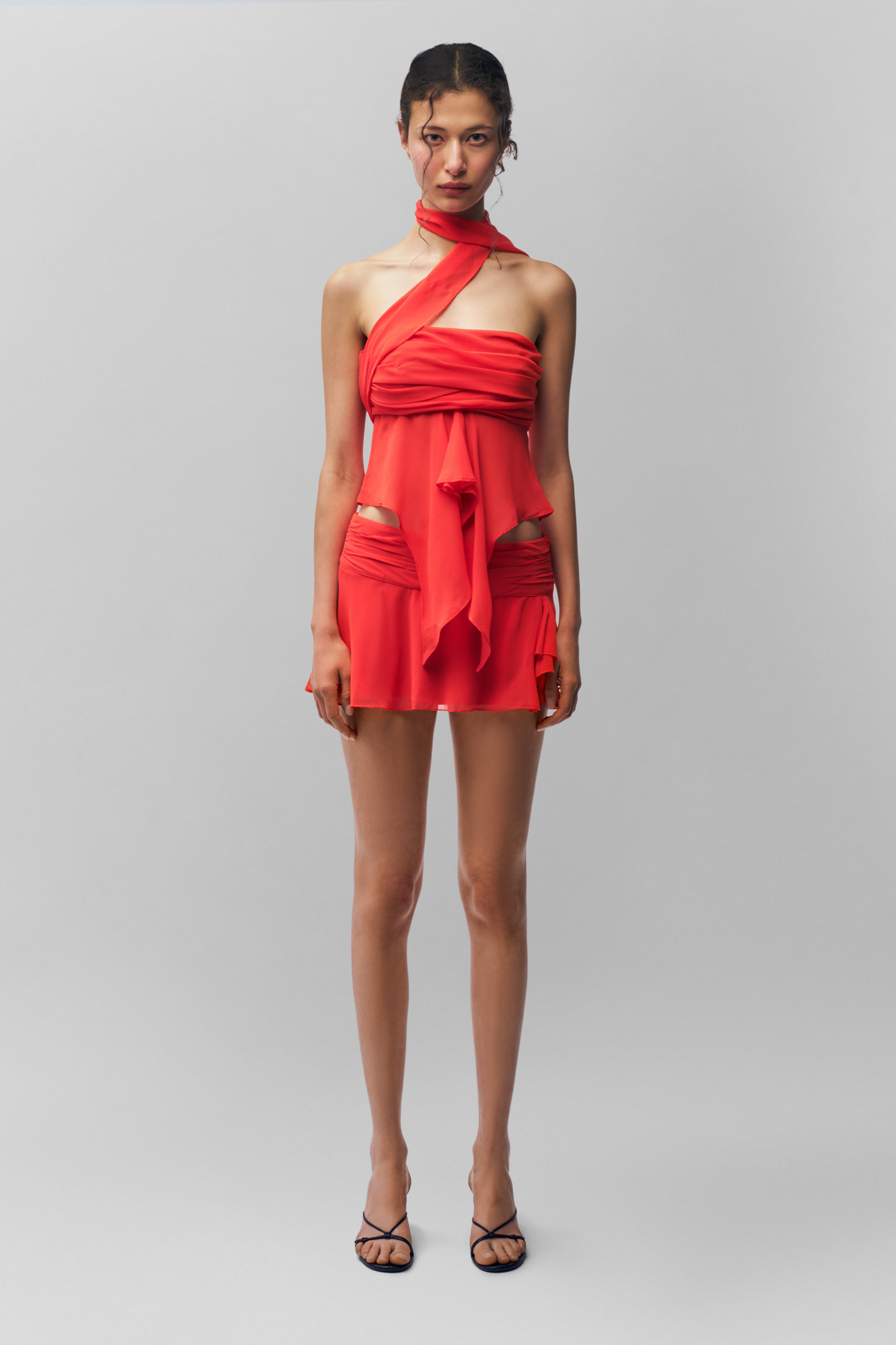CHIFFON SLIT MINI SKIRT - 3
