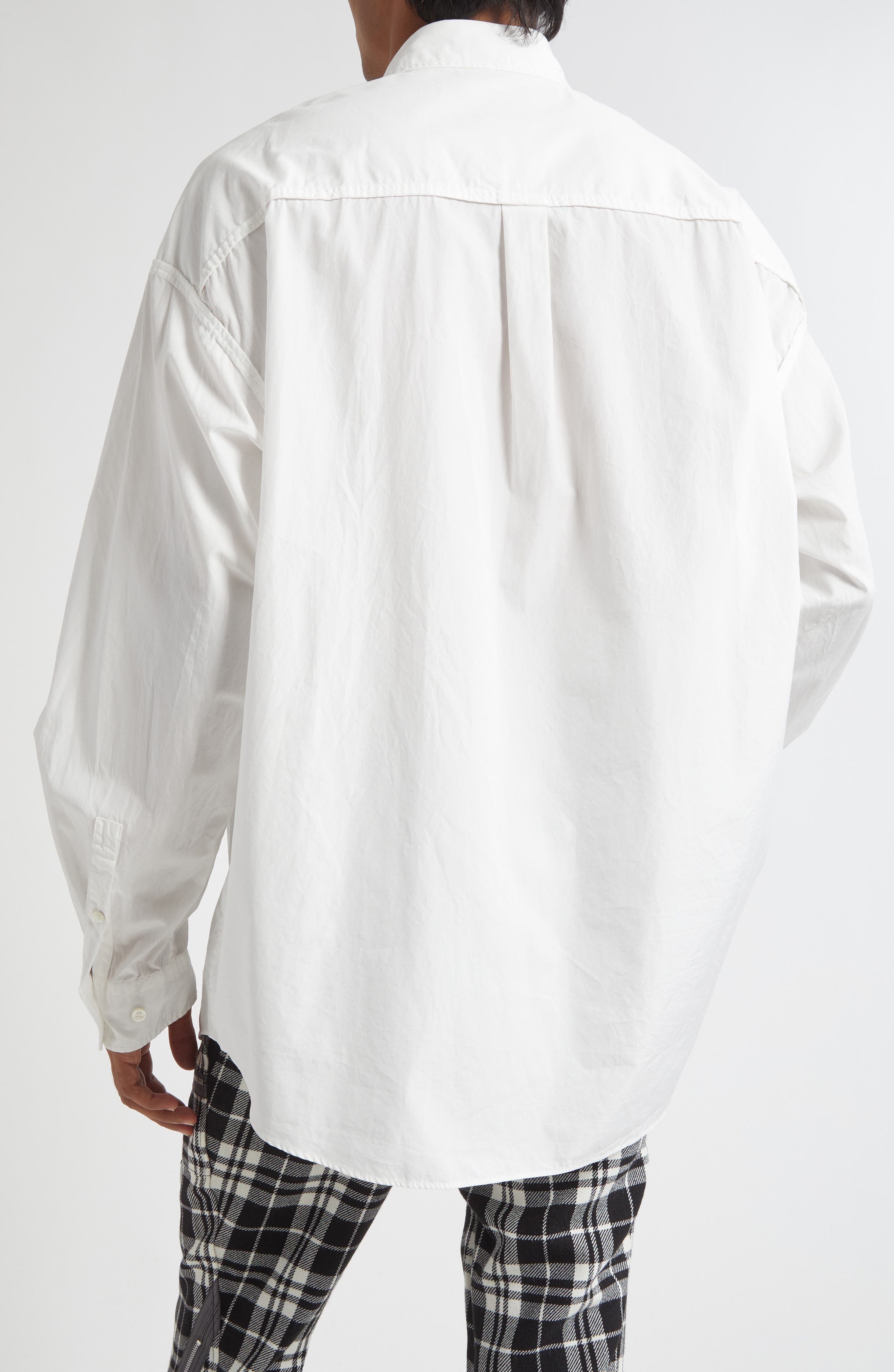 Undercover Embroidered Patch Button-Up Shirt in White at Nordstrom - 3