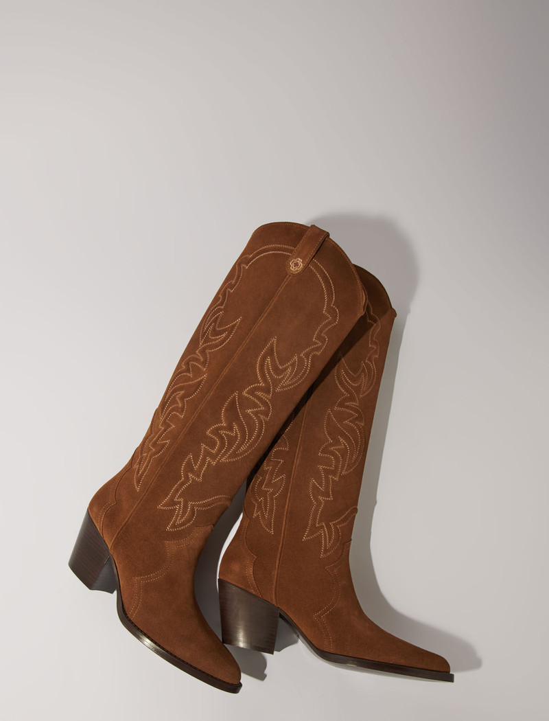 Suede cowboy boots 5