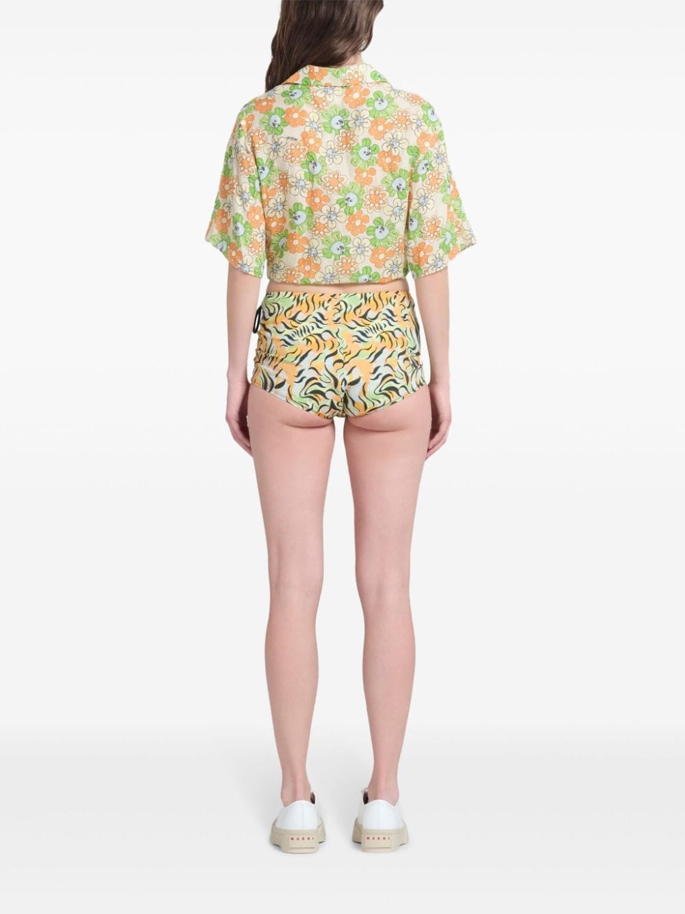 graphic-print poplin mini shorts - 5