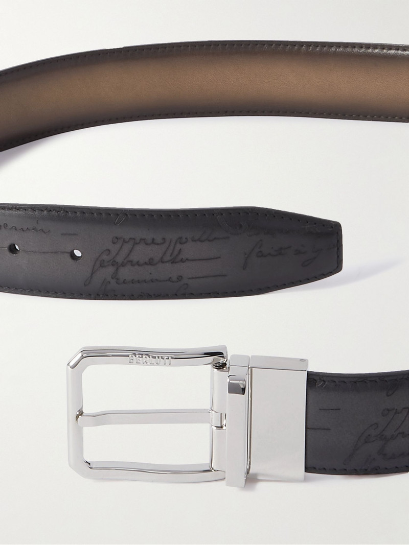 Berluti Scritto 3.5cm Reversible Venezia Leather Belt Brown outlook