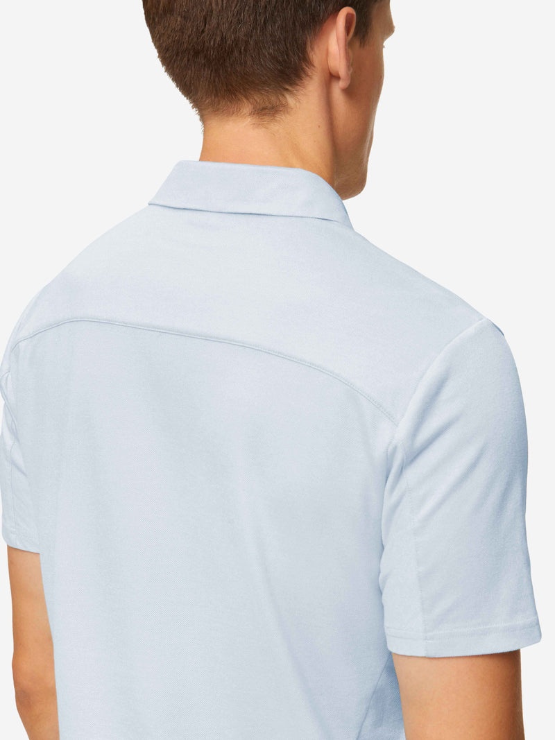 Men's Polo Shirt Ramsay 2 Pique Cotton Tencel Sky - 7