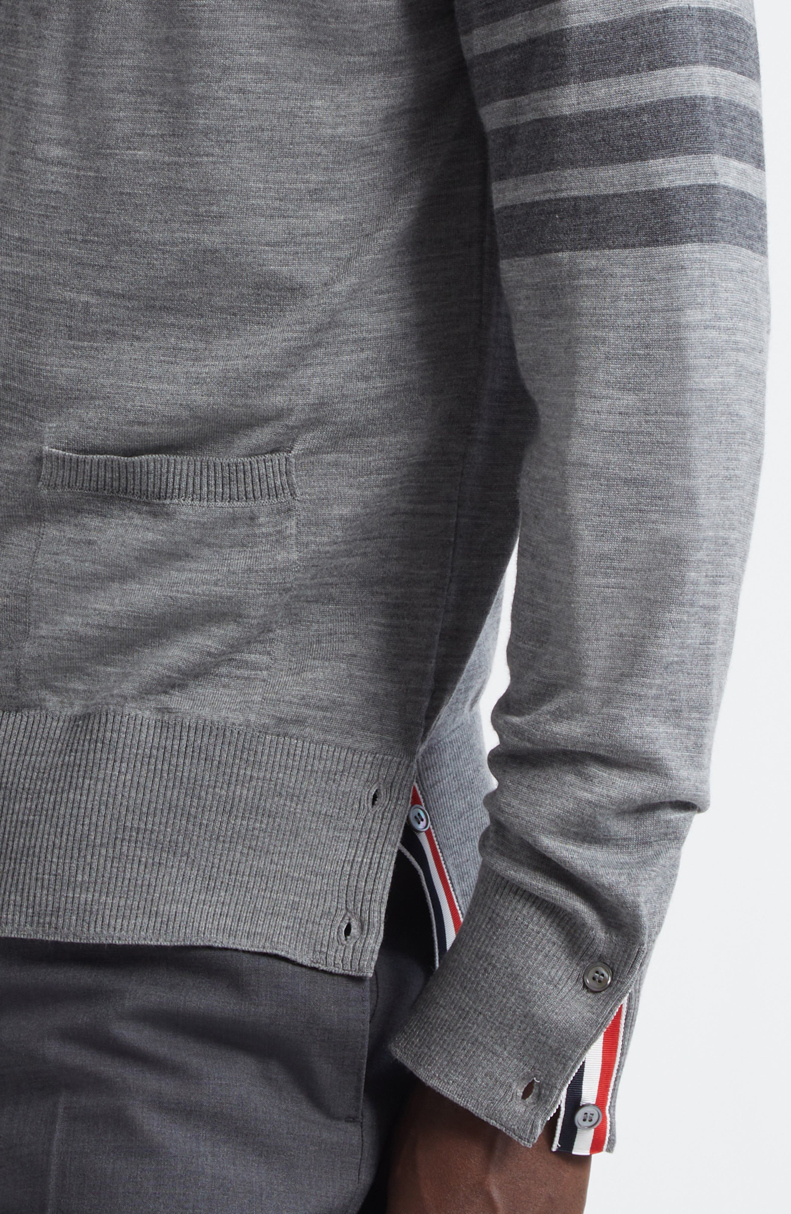 Thom Browne Classic 4-Bar Virgin Wool Cardigan in Light Grey at Nordstrom - 4