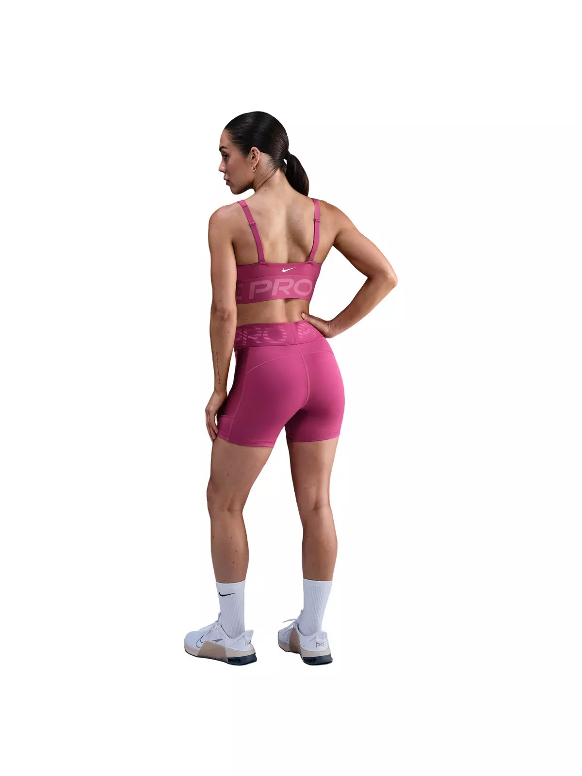 Women's Pro Indy Plunge Medium-Support Padded Sports Bra - Pink - 5