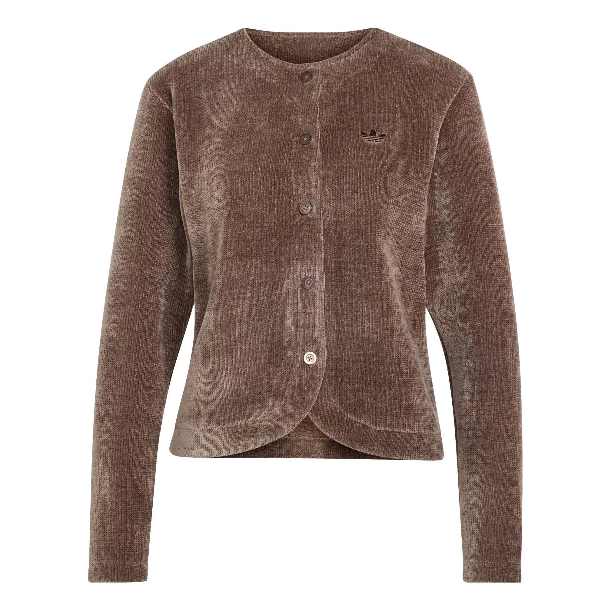 (WMNS) adidas Prem Ess Chenille Button Up Cardigan Asia Sizing 'Earth Strata' LF6544 - 1